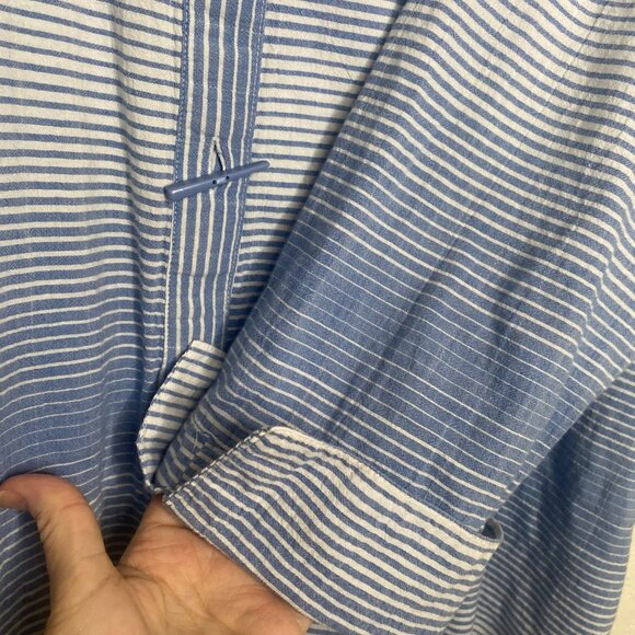 Ali Miles Tunic Top Womens 2X Blue Striped Button Front  3/4 Sleeves Lagenlook C - Picture 10 of 16